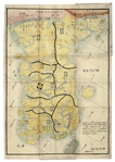 18th Century Hand-Painted Map of Korea by Japanese Artist Hayashi Shihei -- Banned by the Shogun in 1792