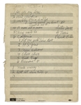 Rock n' Roll Hall of Famer, Louis Jordan AMQS & Set List -- Autograph Musical Quotation Signed (AMQS) Is for ''Ain't Nobody Here But Us Chickens'', the Number One Single
