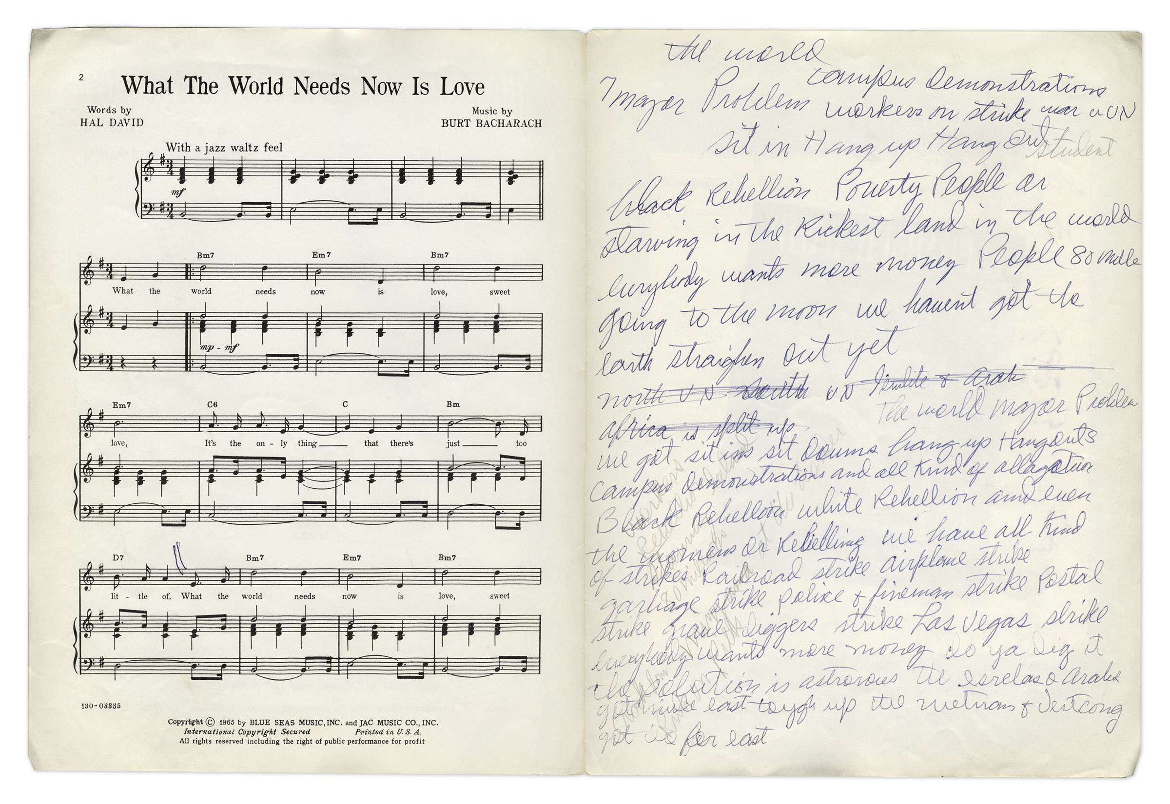 Lot Detail - Louis Jordan&#39;s Handwritten Notes on Race & Politics, Likely Draft Lyrics to a Song ...