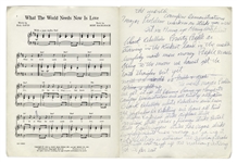 Louis Jordan's Handwritten Notes on Race & Politics, Likely Draft Lyrics to a Song -- ''Black Rebellion White Rebellion and even the Women ar Rebelling''