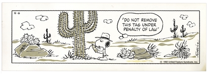 Charles Schulz Hand-Drawn Peanuts Strip From 1992 Featuring Snoopys Brother Spike