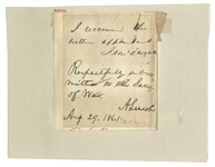 Abraham Lincoln Autograph Endorsement Signed as President in August 1861