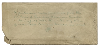 Penholder Made From Abraham Lincoln's Home in Springfield, Illinois -- With COA Affidavit From State of Illinois
