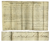 Andrew Jackson Land Grant Signed as President in 1830