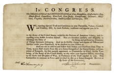 Continental Congress President Henry Laurens Signed Military Appointment for the Revolutionary War