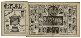 Early F.A. Challenge Cup Runner-Up Gold Medal From 1922 -- Final Match Before Venue Switched to Wembley Stadium
