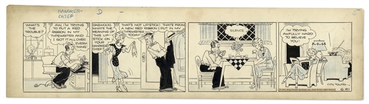 Chic Young Hand-Drawn Blondie Comic Strip From 1935 Titled The Danger Signal
