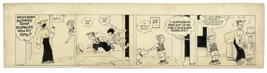 Chic Young Hand-Drawn Blondie Comic Strip From 1938 Titled Another Pipe Dream