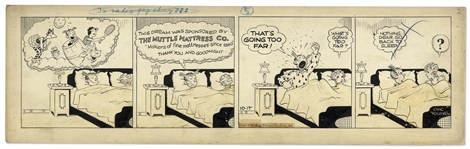Chic Young Hand-Drawn Blondie Comic Strip From 1939 Titled The Sandman Does a Commercial!