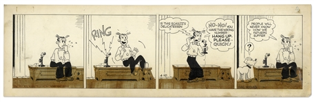 Chic Young Hand-Drawn Blondie Comic Strip From 1941 Titled The Paternity Ward -- Dagwood Awaits the Arrival of Cookies Birth!
