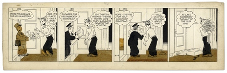Chic Young Hand-Drawn Blondie Comic Strip From 1941 Titled The Forgotten Man is Remembered
