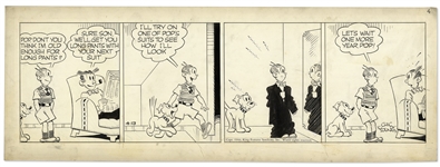 Chic Young Hand-Drawn Blondie Comic Strip From 1944 Titled Today I Am a Man!