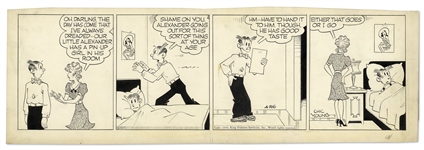 Chic Young Hand-Drawn Blondie Comic Strip From 1944 Titled Blondie-His Pin-Down Girl!