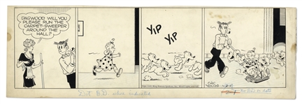 Chic Young Hand-Drawn Blondie Comic Strip From 1945 Titled, The Childrens Hour