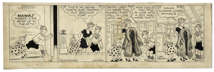 Chic Young Hand-Drawn Blondie Comic Strip From 1946 Featuring Blondie, Cookie & Alexander -- Titled, But His Sheeps Eyes Got Her