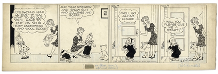 Chic Young Hand-Drawn Blondie Comic Strip From 1946 Titled  Muscle Bound