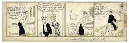 Chic Young Hand-Drawn Blondie Comic Strip From 1946 Featuring Blondie & Dagwood -- Titled, Neat But Not Gaudy
