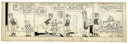 Chic Young Hand-Drawn Blondie Comic Strip From 1946 Titled A Sundial Off the Beam!
