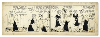 Chic Young Hand-Drawn Blondie Comic Strip From 1948 Featuring Blondie & Dagwood -- Titled A Round Trip