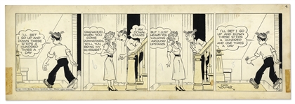 Chic Young Hand-Drawn Blondie Comic Strip From 1949 Titled Accurate Guy, Eh?
