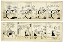 2 Chic Young Hand-Drawn Blondie Comic Strips From 1950 Titled Nip Him in the Bud, Blondie! and Why Mothers Dye Young