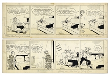 2 Chic Young Hand-Drawn Blondie Comic Strips From 1951 Titled Hes a Horizontal Word for it! and A Slight Case of Haunting