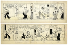 2 Chic Young Hand-Drawn Blondie Comic Strips From 1953 Tilted Lookeloo, Dagwood! and And Find His!