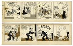 2 Chic Young Hand-Drawn Blondie Comic Strips From 1954 Tilted Chip Off the Old Block and Theres Still Room for Improvement
