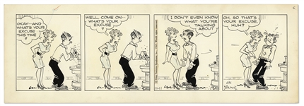 2 Chic Young Hand-Drawn ''Blondie'' Comic Strips From 1967 -- With Chic Young's Original Artwork for Both