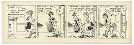 2 Chic Young Hand-Drawn ''Blondie'' Comic Strips From 1967 -- With Chic Young's Original Artwork for Both