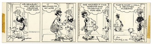 2 Chic Young Hand-Drawn ''Blondie'' Comic Strips From 1969 -- With Chic Young's Original Artwork for Both