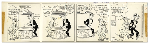 2 Chic Young Hand-Drawn ''Blondie'' Comic Strips From 1969 -- With Chic Young's Original Artwork for Both