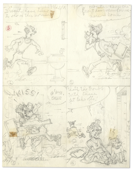 2 Chic Young Hand-Drawn ''Blondie'' Comic Strips From 1970 -- With Chic Young's Original Artwork for Both