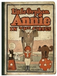 Watercolor Illustration of Little Orphan Annie & Her Dog Sandy by Author Harold Gray -- Within a First Edition of ''Little Orphan Annie in the Circus''
