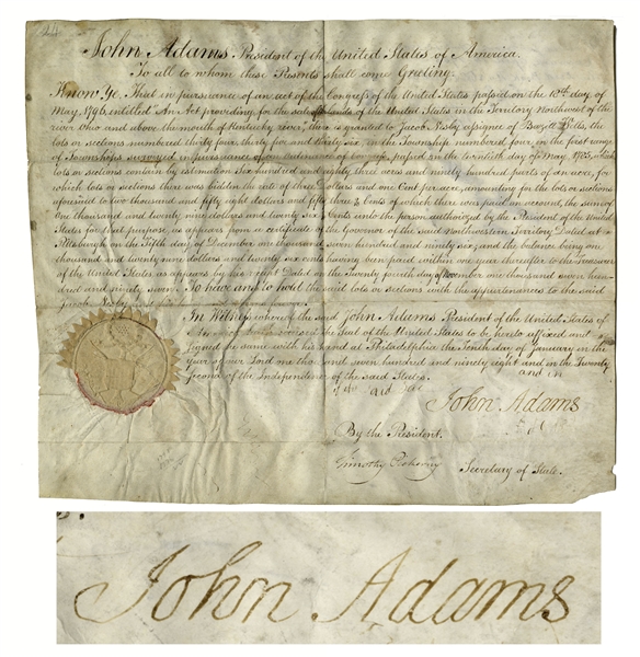John Adams Document Signed as President