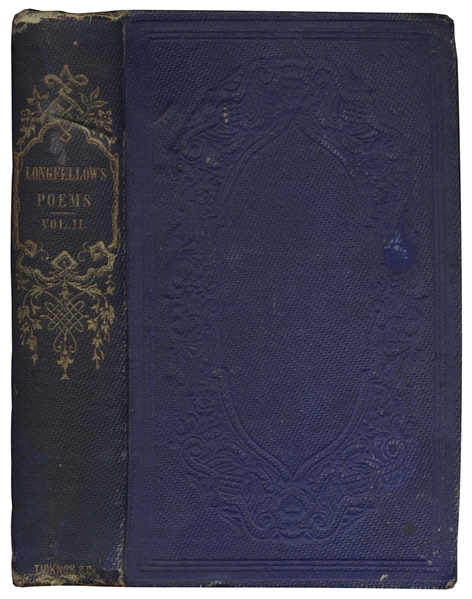 Henry Longfellow Signed Copy of ''Longfellow's Poems'' -- Inscribed to Josiah Quincy III, President of Harvard University