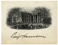 Benjamin Harrison Signed White House Engraving