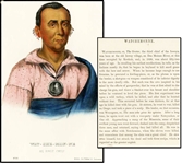 1872 McKenney & Hall Color Print -- Ioway Indian Chief Watchemonne