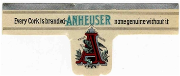 Anheuser-Busch St. Louis Exquisite Neck Label -- Brewed From 1893-1904 -- Near Fine Condition