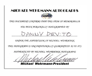 Danny DeVito Signed 10'' x 8'' Photo as Batman's Nemesis ''The Penguin'' -- Very Good Condition -- With Mike Wehrmann COA