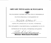 Hugh Grant Signed Photo -- 8'' x 10'' Glossy Signed in Blue Ink -- Near Fine Condition -- With Michael Wehrmann COA