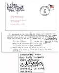 General Matthew Ridgway Cover Signed for the 35th Anniversary of Normandy -- M.B. Ridgway General...6 June 1944 -- 6.5 x 3.5 -- Fine -- Lot Also Includes Signed Slip by Ridgway