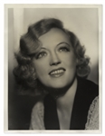 Marion Davies 10 x 13 Doubleweight Photo -- 1930s MGM Studio Photo -- With Noted Photographer, Clarence Sinclair Bull Backstamp -- Light Spotting, Else Very Good