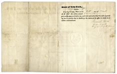 DeWitt Clinton Document Signed as New York Governor -- 1827 Military Appointment