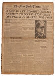 WWII Draws Closer to an End With the Revealing of Terms in 12 August 1945 New York Times Newspaper -- Allies To Let Hirohito Remain...