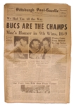 Lot of Three Pittsburgh Pirates Newspapers From Their World Series Wins -- 1960, 1971 & 1979