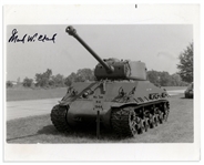 General Mark Clark 10 x 8 Glossy Signed Photo of a WWII Tank -- Near Fine