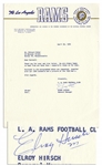 Elroy Crazylegs Hirsch Typed Letter Signed -- ...We are always happy to hear from our Rams fans... -- 1960