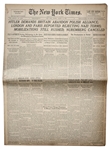 The New York Times From 27 August 1939 -- London and Paris Reported Rejecting Nazi Terms -- Five Days Before WWII