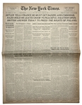 The New York Times From 28 August 1939 -- British Answer Today To Press The Rights of Poland -- Four Days Before WWII